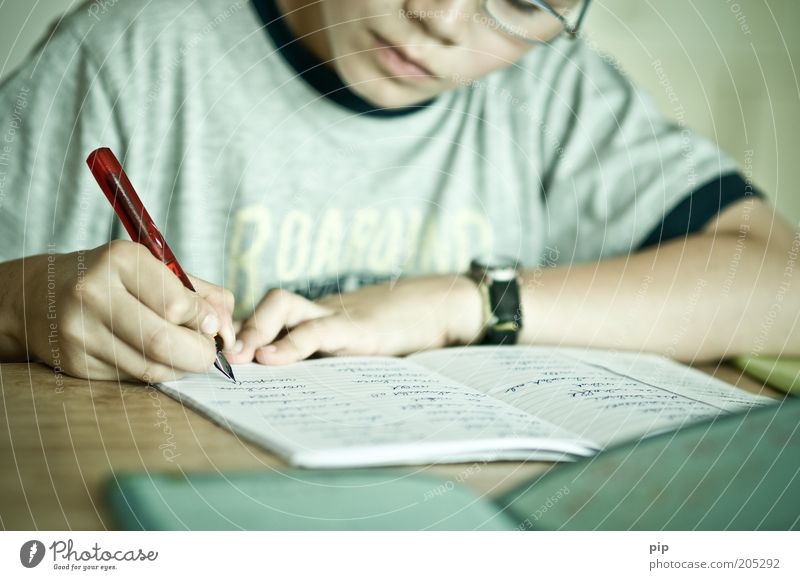 piesa schtudie Parenting Education Child School Study Schoolchild Student Homework Wristwatch Eyeglasses Think Looking Write Smart Concentrate Practice