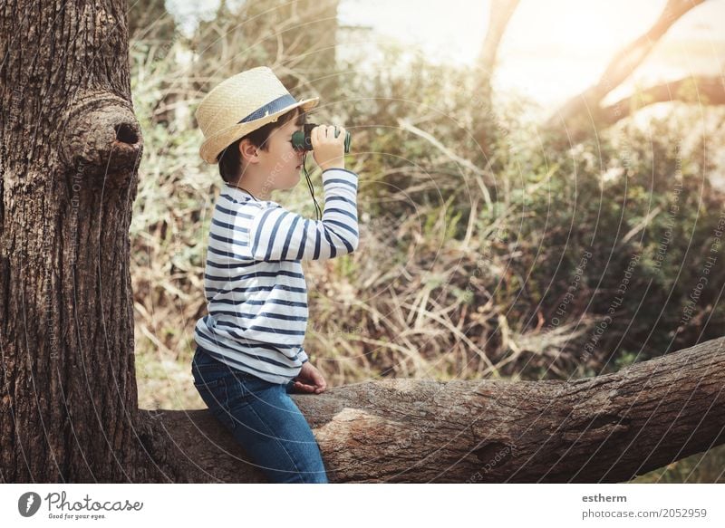 boy exploring the outdoors with binoculars Lifestyle Vacation & Travel Trip Adventure Freedom Expedition Human being Child Toddler Boy (child) Infancy 1