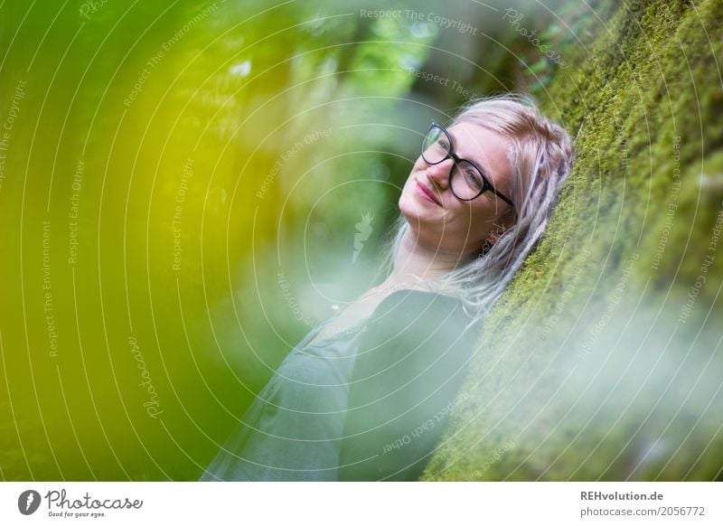 Jule dreamy. Human being Young woman Youth (Young adults) Woman Adults Hair and hairstyles 1 18 - 30 years Environment Nature Moss Wall (barrier)