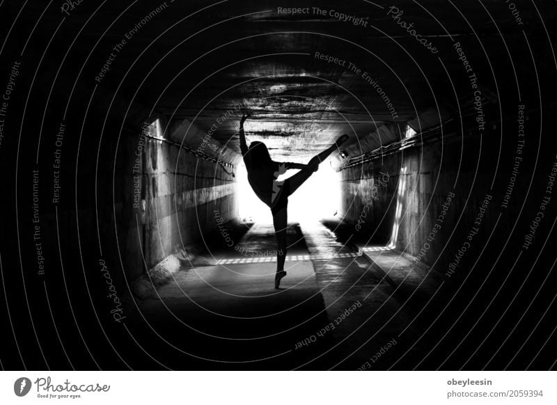 ballet Lifestyle Sports Human being Woman Adults 1 18 - 30 years Youth (Young adults) Art Artist Adventure Black & white photo Detail Day Portrait photograph
