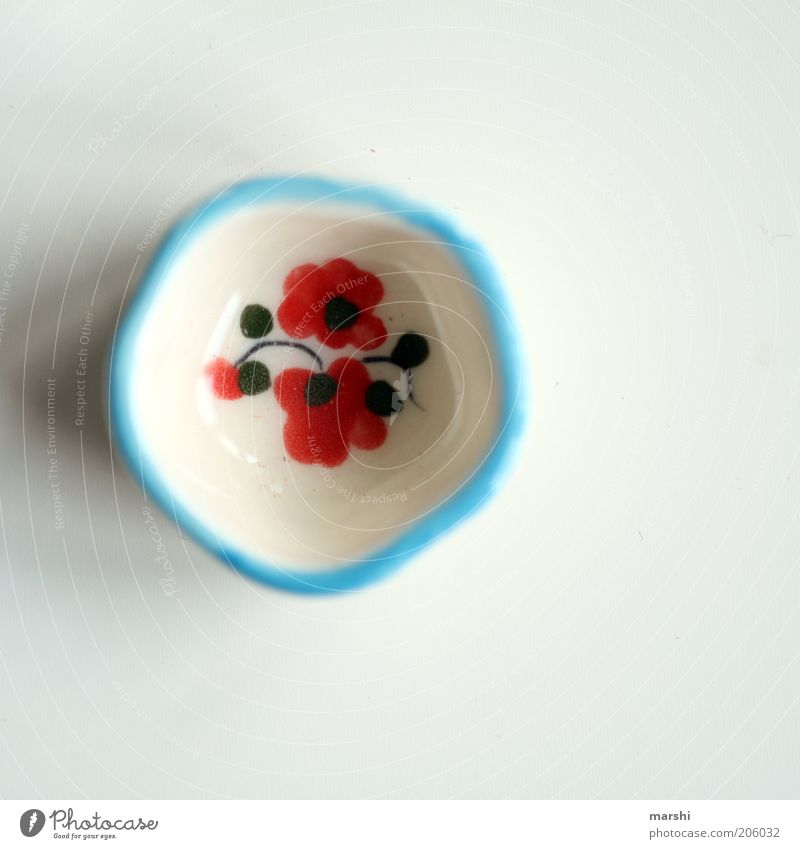 small bowl Crockery Bowl Kitsch Small Pattern Blossom Light blue Red White Containers and vessels Porcelain Desert bowl Colour photo Interior shot