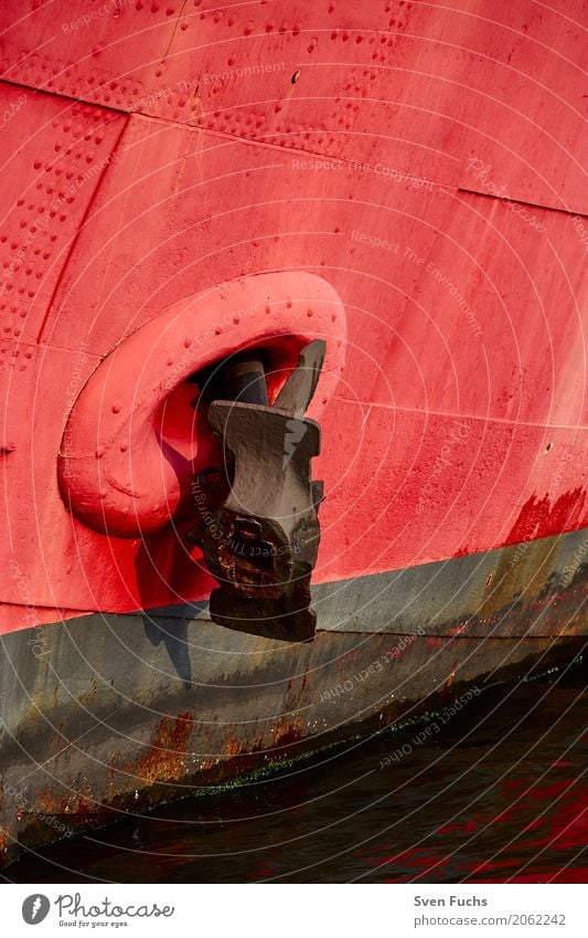 Red bow with anchor Navigation Watercraft Anchor Steel Rust Maritime Bow fix Friesland district Captain East Frisland Hull so much Wilhlemshaven Colour photo