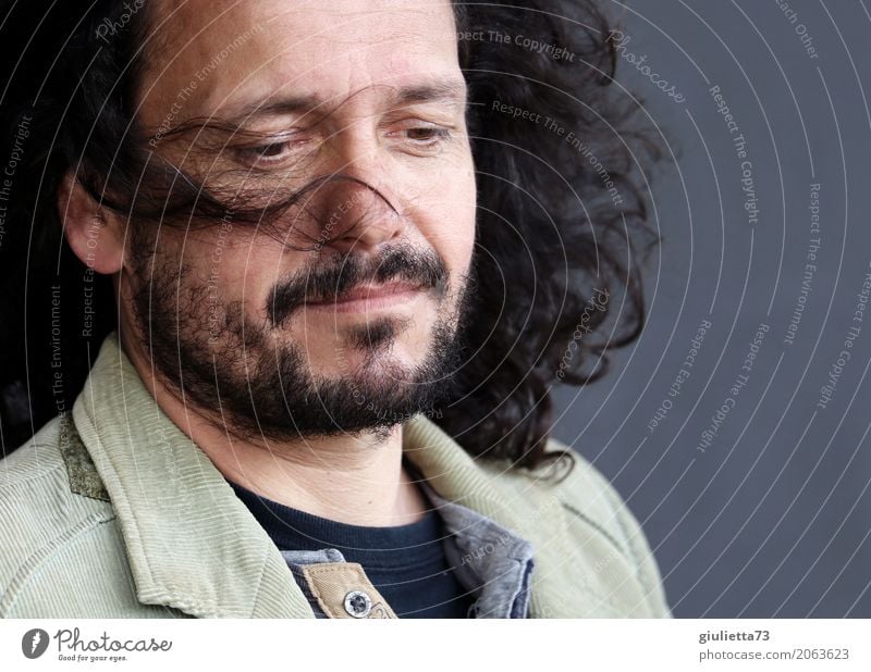 AST 10 A touch of melancholy... Masculine Man Adults Life Hair and hairstyles Human being 45 - 60 years Black-haired Brunette Long-haired Curl Facial hair