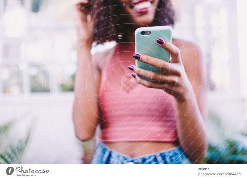 Close-up of woman using smartphone Lifestyle Telephone Cellphone PDA Screen Technology High-tech Internet Human being Feminine Young woman Youth (Young adults)