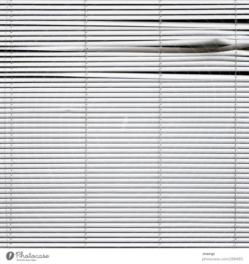 Uneven Design Venetian blinds Line Simple Broken White Symmetry Bend Spy Black & white photo Detail Abstract Structures and shapes Deserted Pattern Stripe Gap