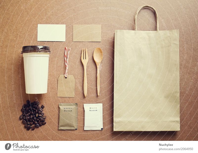 Coffee identity mockup set with retro filter effect Fork Spoon Style Design Office Business Container Paper Package Modern Retro Brown Identity Creativity Set