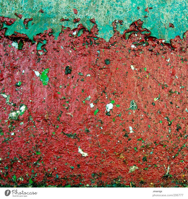 outline Wall (barrier) Wall (building) Facade Dirty Simple Trashy Green Red Colour Flake off Background picture Change Varnish Colour photo Abstract