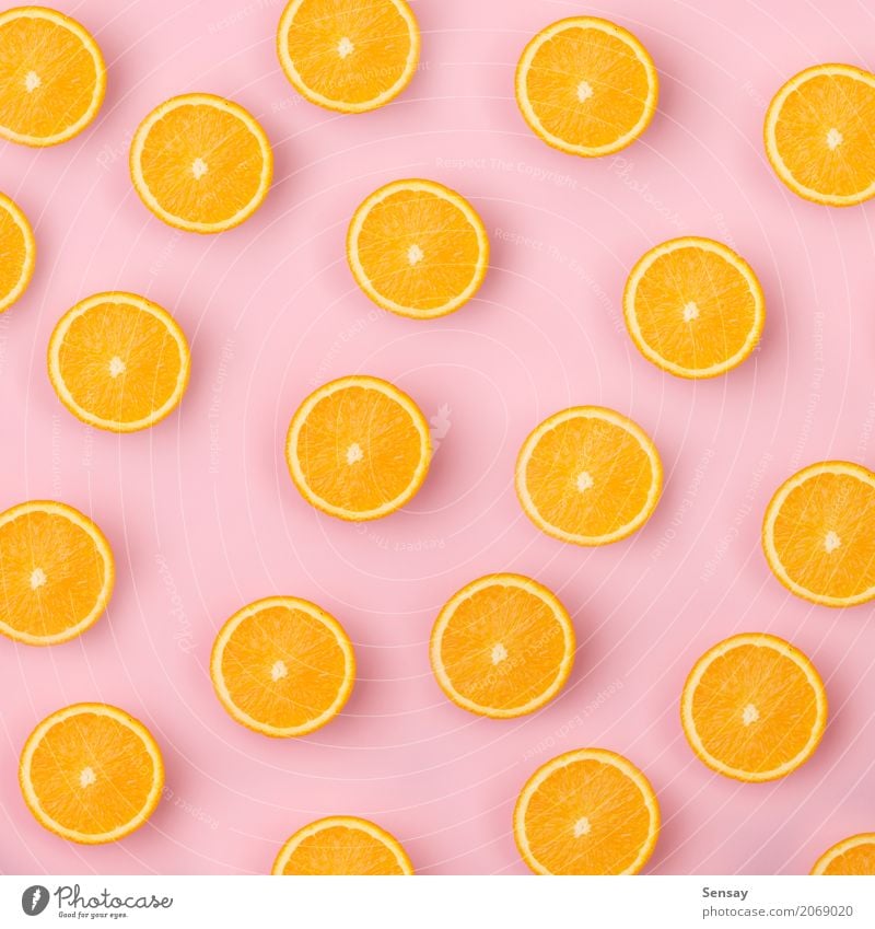 Colorful fruit pattern of fresh orange slices on pink background Fruit Eating Vegetarian diet Diet Juice Style Design Summer Decoration Wallpaper Group Nature