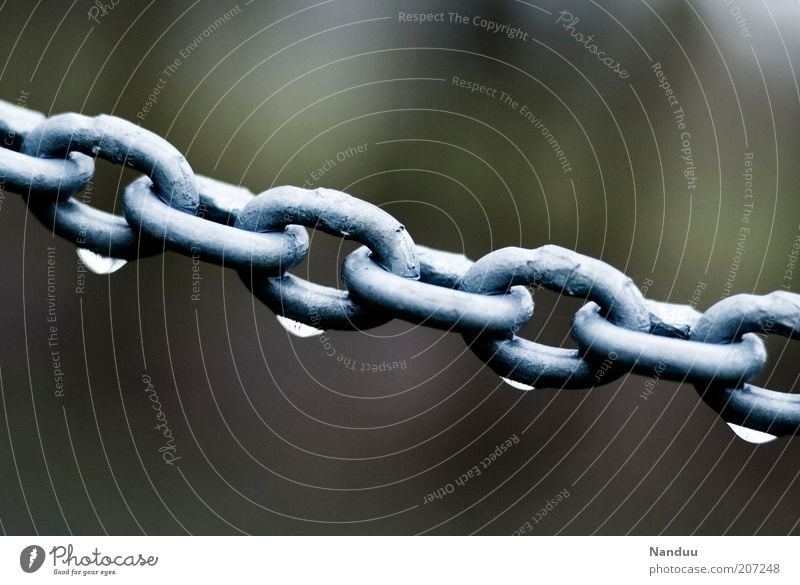 chained drops Metal Wet Chain Chain link Rain Synthesis Attachment Cold Border Barrier Strong Drops of water Water Rope Copy Space top Copy Space bottom