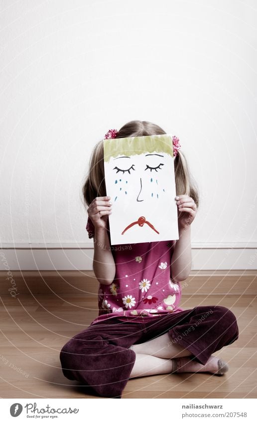 Sad Feminine Child Girl Face 3 - 8 years Infancy Hair and hairstyles Blonde Long-haired Sign Signs and labeling Sadness Cry Brown Multicoloured Red Emotions