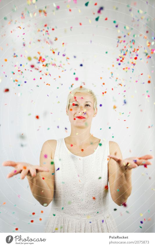 #A# Confetti free Art Work of art Esthetic Multicoloured Many Joy Comical Funster The fun-loving society Party Party mood Party service Woman Young woman
