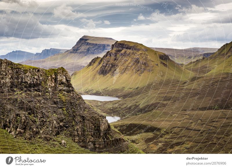 View from the Quiraing on Isle of Skye X Clouds Ledge coast Lakeside River bank Summer Landscape Rock Bay Plant Fjord Island Scotland Europe Exterior shot