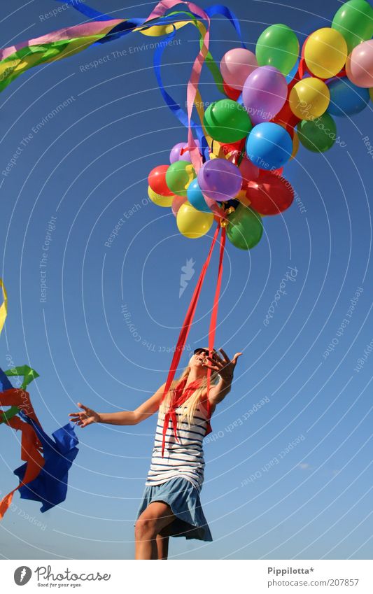 no limit Joy Happy Summer Feminine Youth (Young adults) 18 - 30 years Adults Dance Beautiful weather Balloon Laughter Playing Dream Free Happiness Infinity
