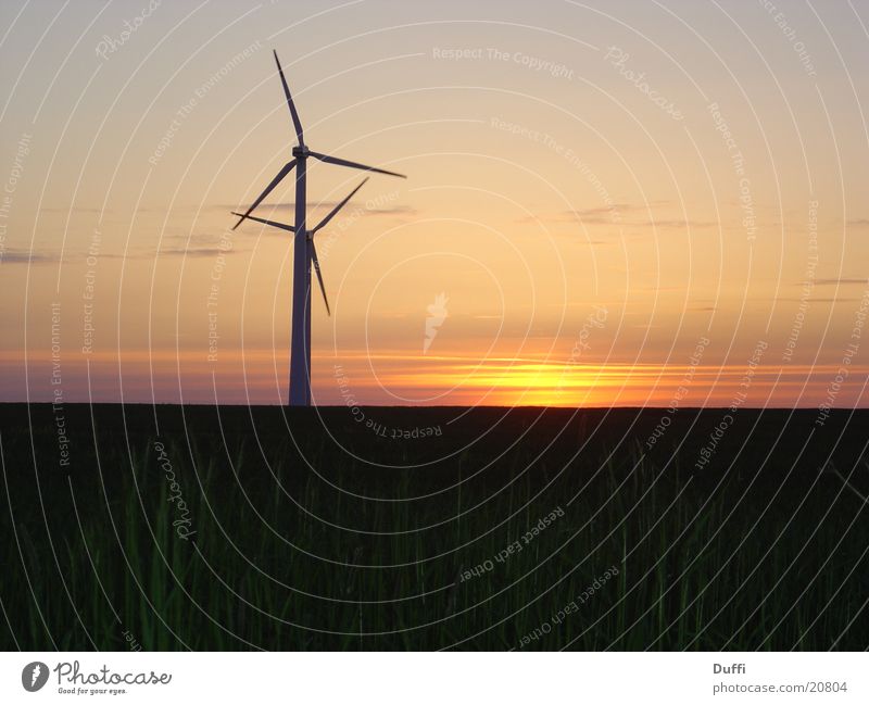 Oil crisis I - Wind energy Wind energy plant Sunset Long exposure Dream To enjoy Romance
