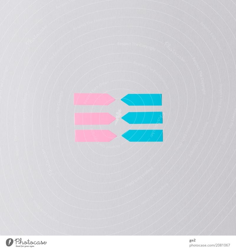 Girls and Boys Meeting To talk Team Paper Piece of paper Sign Signs and labeling Arrow Cliche Blue Pink Sympathy Together Love Infatuation Desire Lust Sex