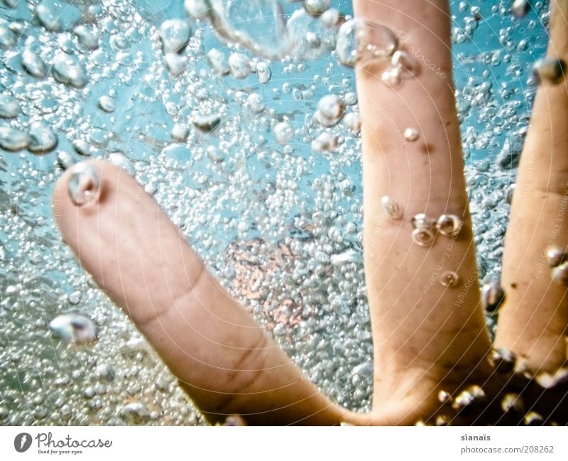 \|| Human being Fingers Environment Nature Elements Water Drops of water Summer Swimming & Bathing Exceptional Gigantic Water blister Air Air bubble Airy Oxygen