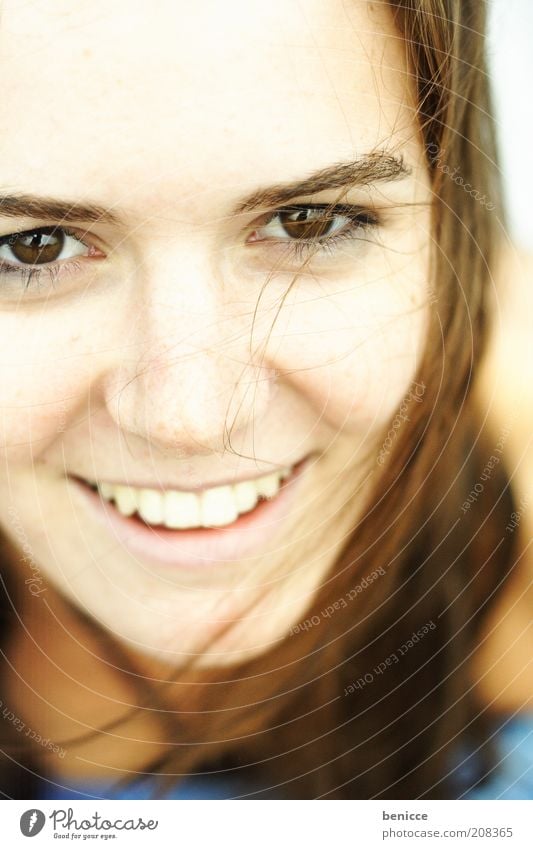smiley Woman Human being Youth (Young adults) Close-up Detail Bird's-eye view Laughter Smiling Attractive Beautiful Teeth Eyes Face Hair and hairstyles Summer
