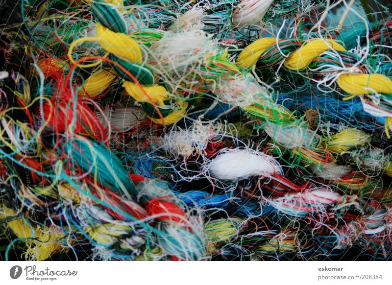 fish Tool Net Many Chaos Attachment fishing rope Fishing net interwoven Muddled Complicated Interlaced Connectedness Unclear intricately Colour photo