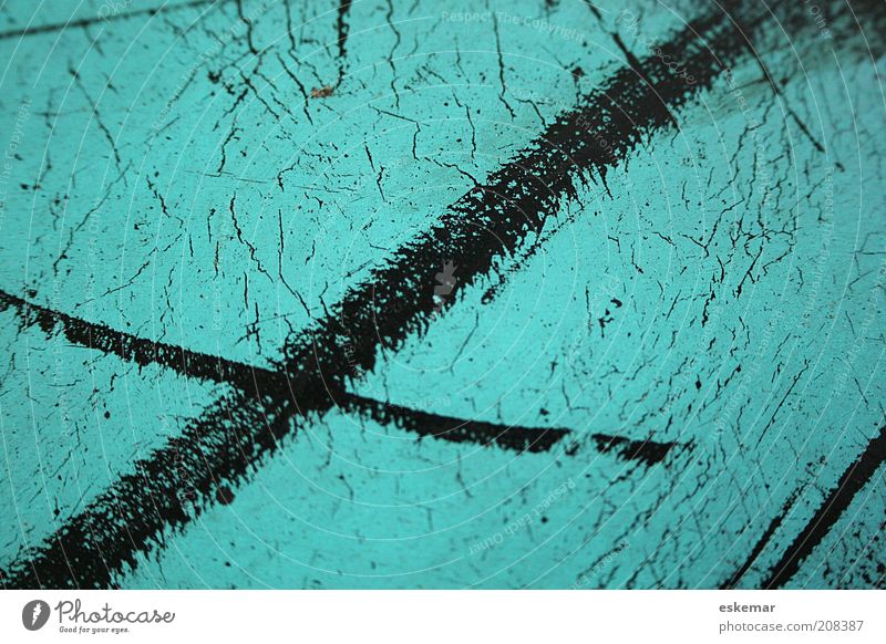 tracks Near Black Colour Turquoise Tracks Crack & Rip & Tear Abstract Structures and shapes Old Colour photo Exterior shot Close-up Deserted Copy Space left