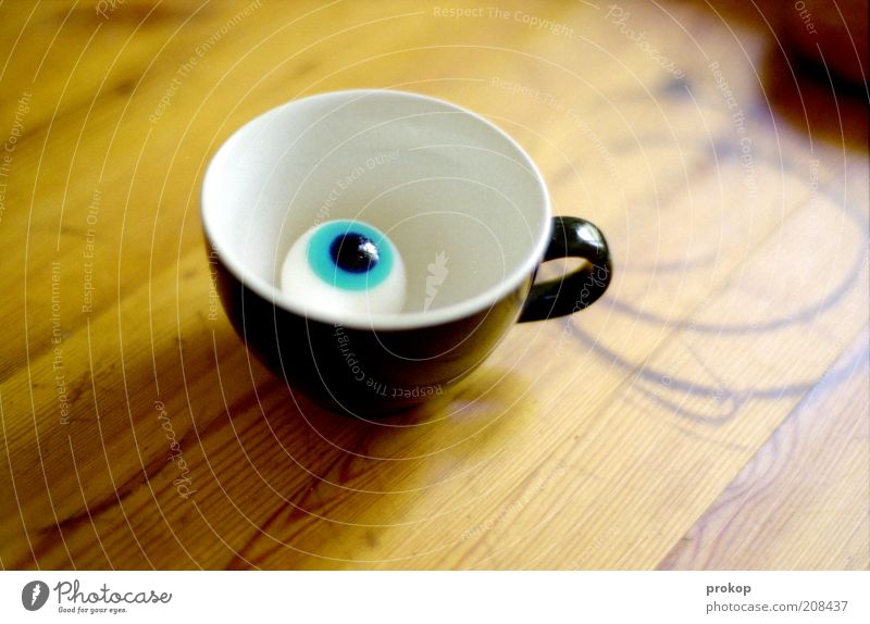 diet Looking Simple Disgust Crazy Surprise Table Cup Eyes Hideous Colour photo Interior shot Close-up Deserted Day Central perspective plasteauge 1 Wooden table