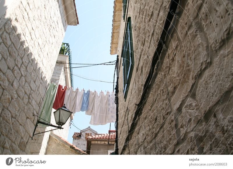 laundry between the houses Vacation & Travel Tourism City trip Summer Summer vacation Living or residing House (Residential Structure) Trogir Croatia Dalmatia