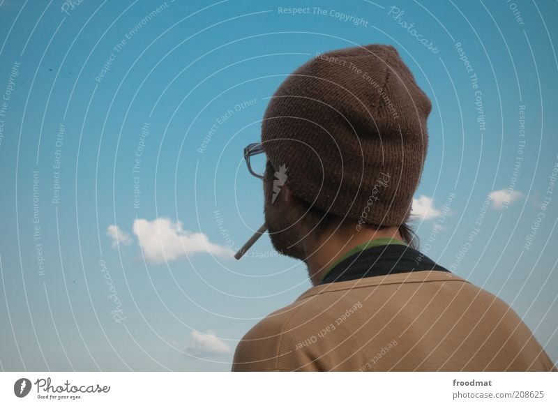 cloud image Smoking Human being Masculine Man Adults Life Back Elements Air Sky Clouds Beautiful weather Eyeglasses Cap Relaxation Dream Cool (slang)