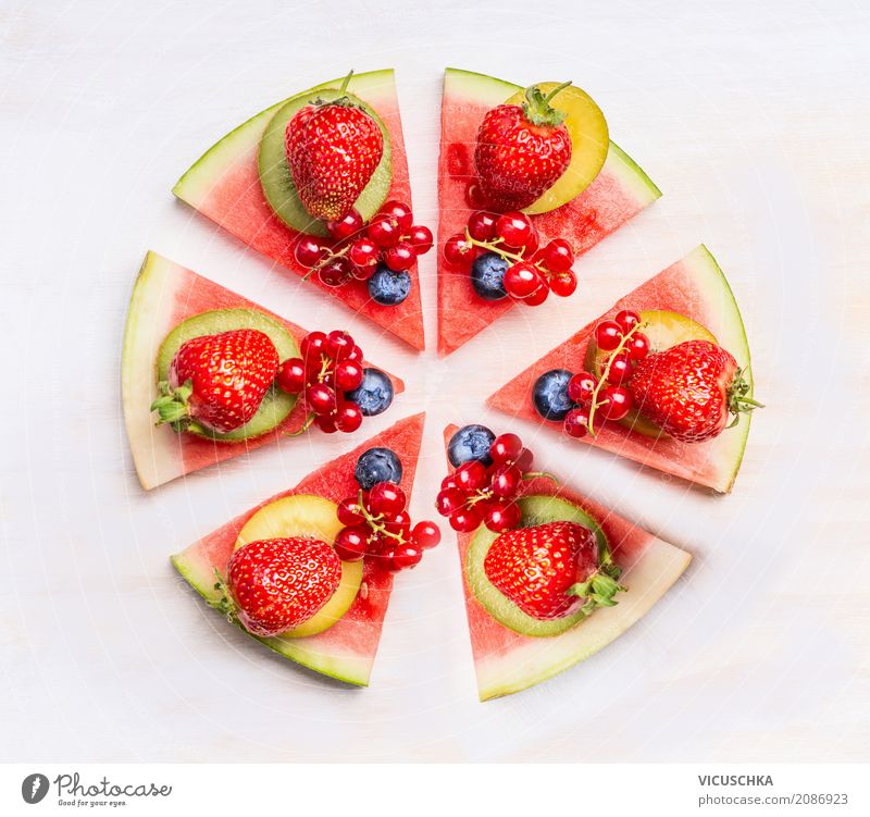 Watermelon pizza with fruits and berries Food Fruit Dessert Nutrition Organic produce Vegetarian diet Diet Style Design Healthy Eating Life Pink Pizza