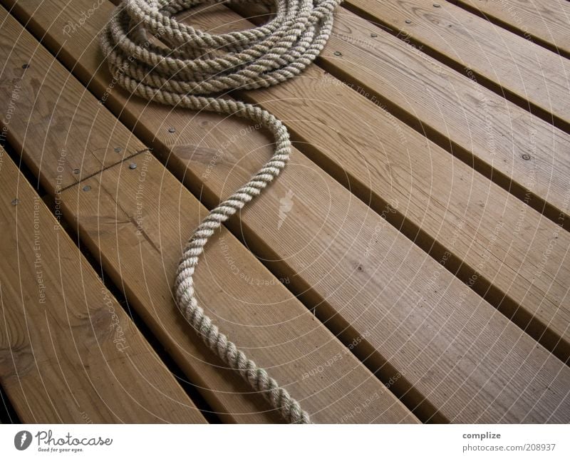 sailor Leisure and hobbies Vacation & Travel Wood Rope Plank Colour photo Exterior shot Detail Wooden floor Pattern Brown Strick rope Boating trip