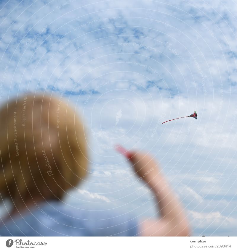 kites Leisure and hobbies Playing Hang gliding Kite Vacation & Travel Schoolchild Child Toddler Boy (child) Family & Relations Back Hand Nature Elements Sky