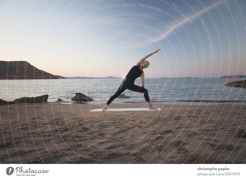 woman doing yoga on beach Lifestyle Harmonious Well-being Contentment Senses Relaxation Calm Meditation Leisure and hobbies Vacation & Travel Summer