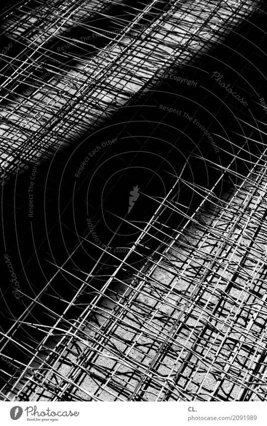 fence Construction site Fence Metalware Hoarding Dark Sharp-edged Bright Claustrophobia Complex Black & white photo Exterior shot Abstract Pattern