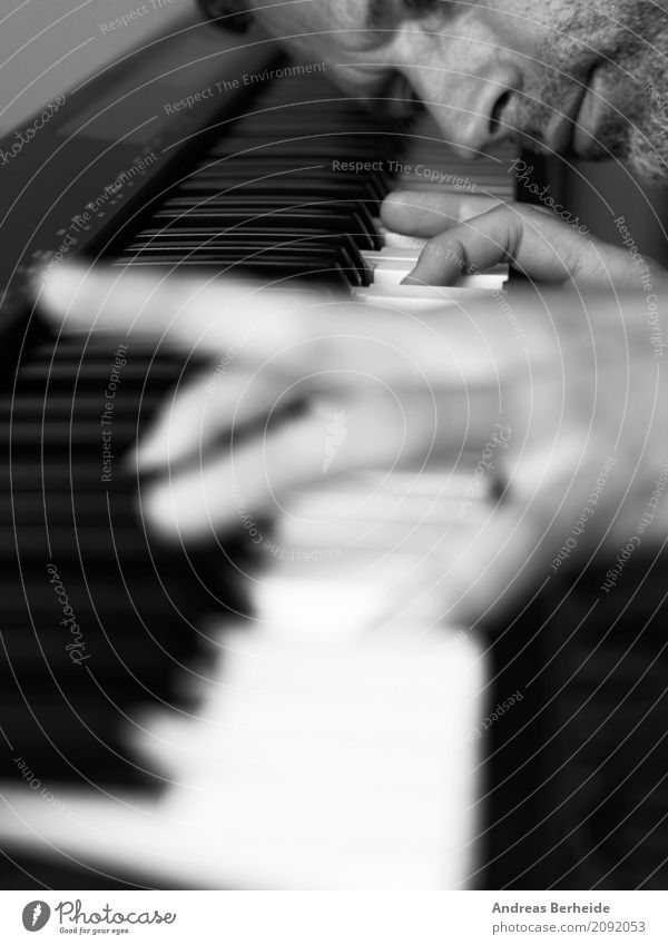 Play with black and white Entertainment Music Masculine Hand 1 Human being Piano Passion Disciplined Endurance Interest musician play Keyboard tool