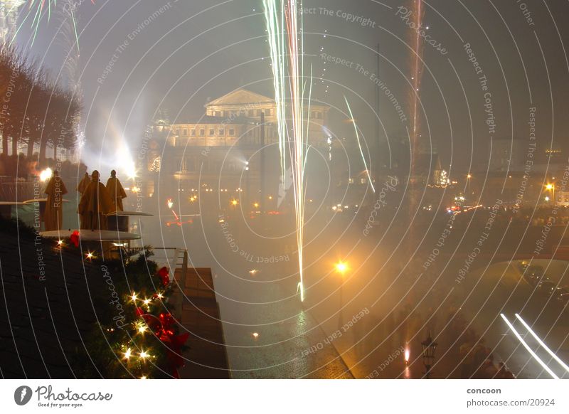 New Year's Eve 2003 II Semper Opera Dresden Multicoloured Long exposure Firecracker