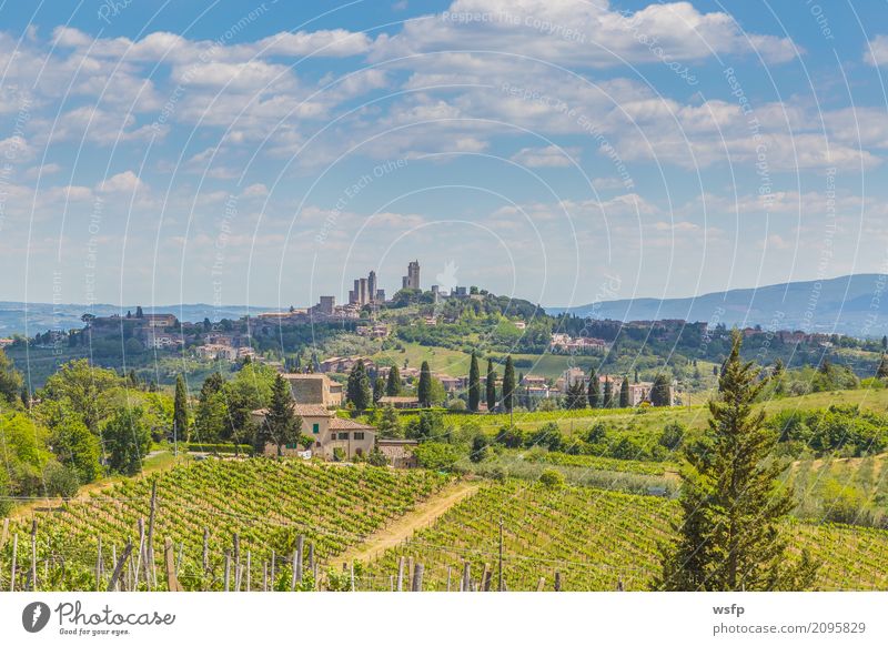 Panoramic view on San Gimignano Tuscany Italy Landscape Village Town Old town Tower Architecture Historic medieval manhattan World heritage sex towers Winery