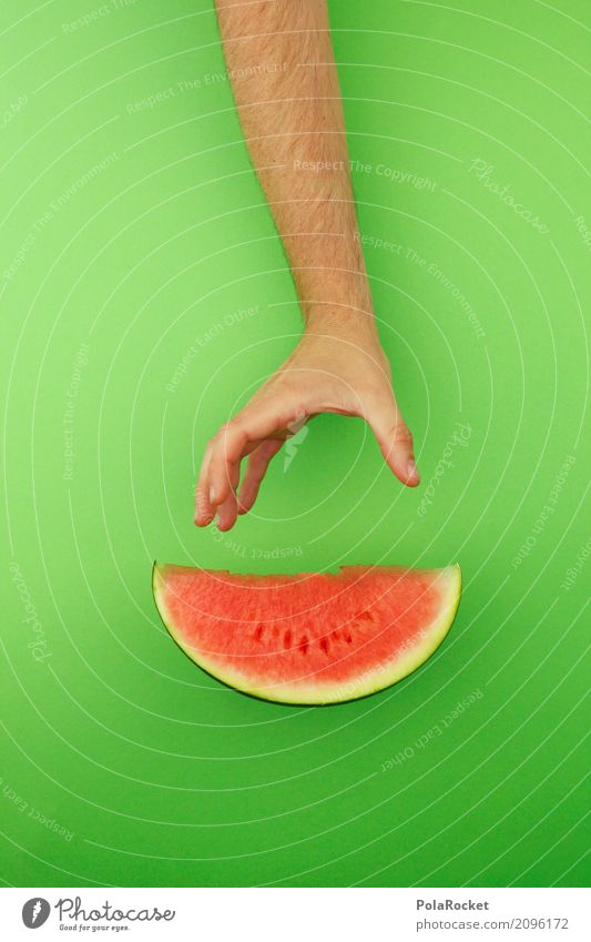 #AS# Creative break Art Esthetic Derby Melon Melone slice Green Red Part Fruit Fruit store Delicious Healthy Eating Colour photo Multicoloured Interior shot