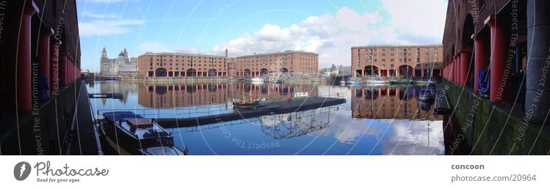 Sunny Liverpool (Panorama) Dock England Great Britain Water reflection Europe Beatles Harbour
