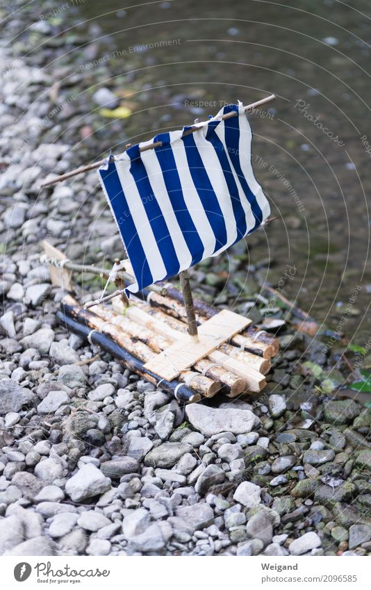 ahoy Lakeside River bank Beach Bay Observe Blue Watercraft Replication Vacation & Travel Adventure Infancy Handicraft Sail Leisure and hobbies Colour photo