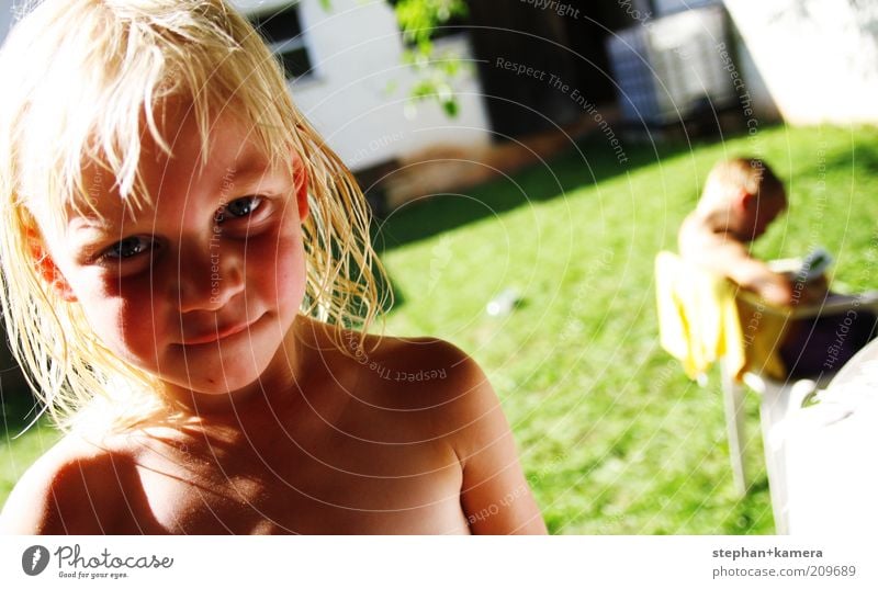 sun worshipper Well-being Contentment Playing Vacation & Travel Garden Parenting Kindergarten Child Human being Toddler Girl Boy (child) Family & Relations
