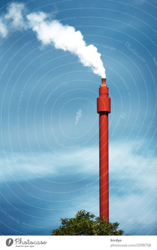 smoking industrial chimney Climate change Industrial plant co2 Chimney Crematorium Smoke Smoking Esthetic Exhaust gas Tall Thin CO2 emission Energy