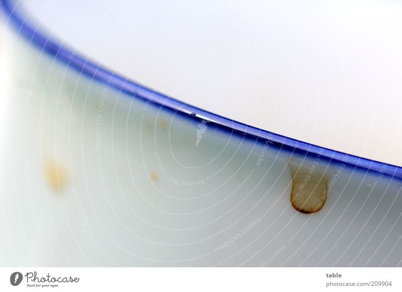 peripheral phenomenon Crockery Cup Mug Bright Blue White Drop Dry Dirty Colour photo Close-up Detail Deserted Copy Space top Copy Space bottom