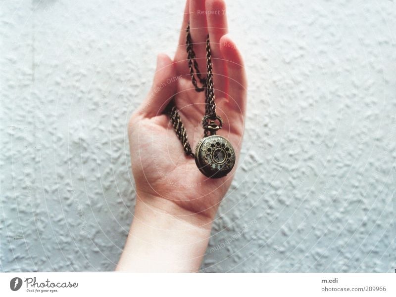 Analog! Hand Fingers 1 Human being Accessory Jewellery Necklace Fob watch Old Colour photo Collector's item Day