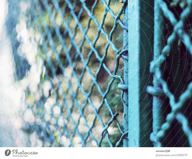Somewhere Behind. Esthetic Fence Border Boundary Barrier Real estate Visual spectacle Blur Wire netting fence Blue Exclusion zone Garden Park Calm