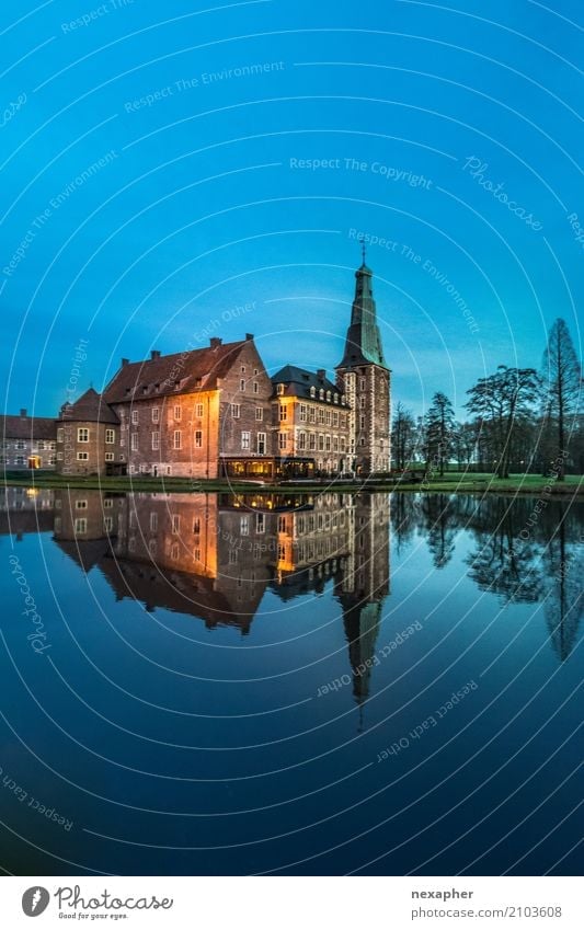 Chateau in the night reflected Elegant Dream house Architecture Lakeside Pond Castle Tourist Attraction Stone Water Relaxation Vacation & Travel Old Success