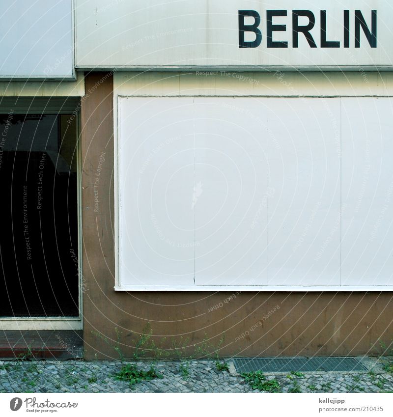 I'm here again Capital city Characters Signs and labeling Berlin Store premises Colour photo Subdued colour Deserted Day Light Shadow Contrast Copy Space middle