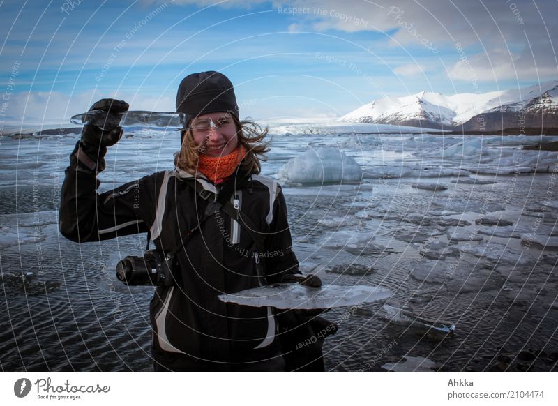 Ice painter, Young woman playing at Jökulsárlón in Iceland Vacation & Travel Adventure Far-off places Education Science & Research Adult Education Study