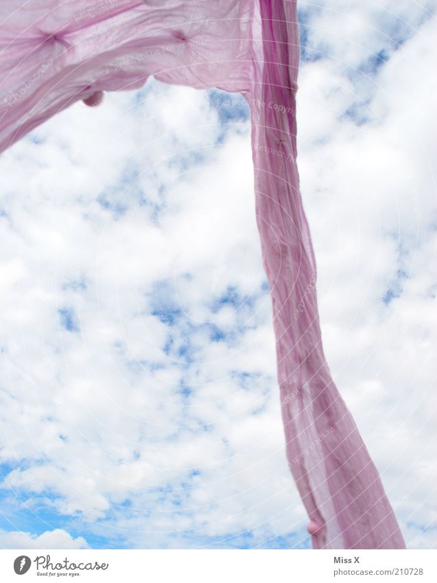 light Sky Clouds Wind Gale Clothing Scarf Headscarf Moody Freedom Ease Release Easy Colour photo Multicoloured Exterior shot Close-up Deserted Copy Space left