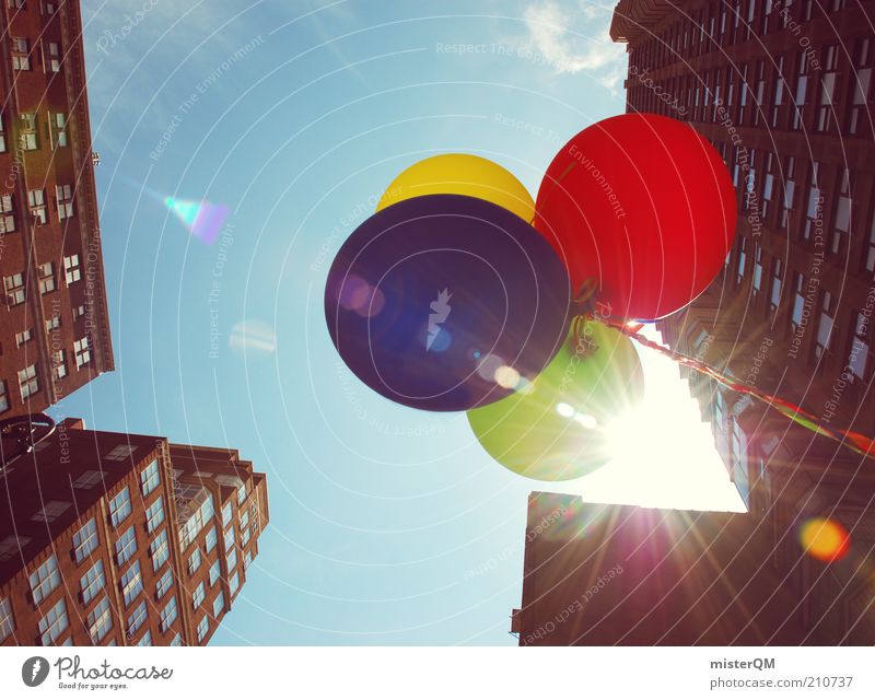 Baloon tycoon. Esthetic Contentment New York City Congratulations Opening Balloon Red Summer Beautiful weather Lure of the big city Town Contrast Sky High-rise