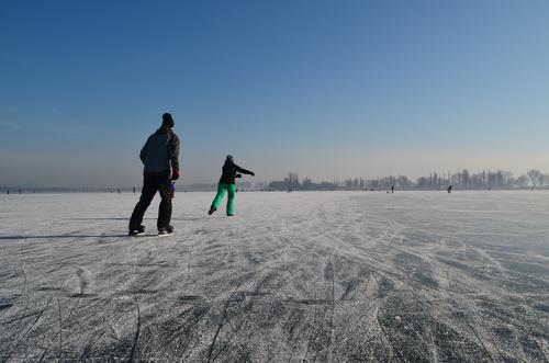 on ice Vacation & Travel Trip Adventure Winter Sports Ice-skating Ice-skates Human being Masculine Feminine Woman Adults Man Friendship Couple 2 30 - 45 years
