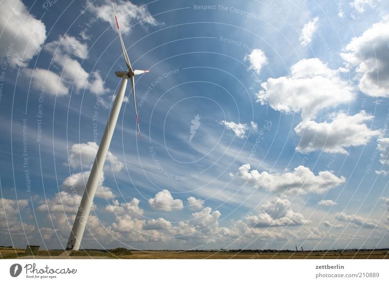 alternative Far-off places Summer Economy Energy industry Technology Advancement Future Wind energy plant Environment Nature Landscape Sky Clouds Field Power