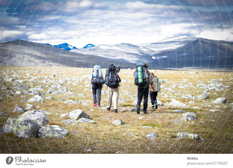 pure pleasure Vacation & Travel Adventure Far-off places Freedom Mountain Hiking Human being Life 4 Group Landscape Lapland Discover Gigantic Infinity